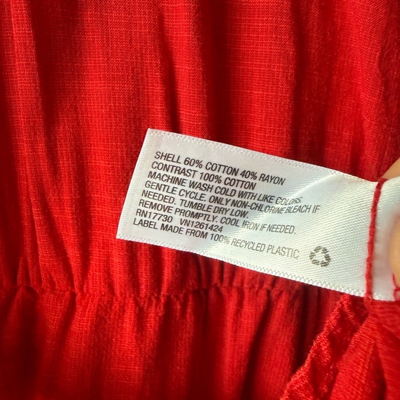 🎯50% OFF! Universal Thread Red Cotton Blend Faux Wrap Midi Dress - Picture 4 of 4